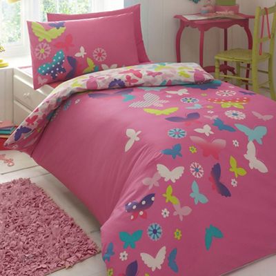 Butterfly Home by Matthew Williamson Kids' pink 'Rainbow Butterflies' duvet cover and pillow case set